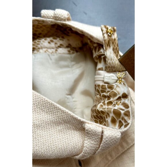 ETCETERA Beige Textured Modern Safari Utility Mini Skirt Cotton Linen Blend Sz 8 - Picture 9 of 11